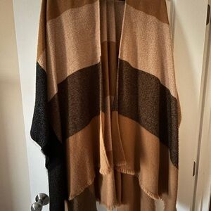 Anne Klein Tan and Black Knit Poncho
